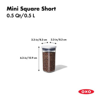 OXO | Good Grips Pop Container | Mini Square - Short | 450 g | BPA-Free Plastic | Clear