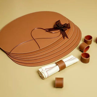 Three Sixty Degree | Bella - Oval Placemat | Recycled Leather | Cognac | 1 pc