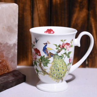 Stechcol | Peacock Bird - Tea/Coffee Cup | Bone China | 300 ml | White | 1 pc