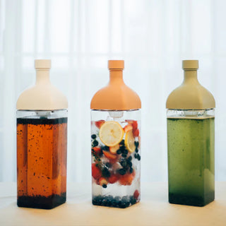 Hario | Ka-Ku Filter-in-Bottle Cold Tea Brewer | Glass | 1.2 L | Smokey Green