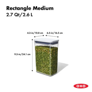 OXO | Good Grips Pop Containers | Slim Rectangle - Medium | 2.6 Litres | BPA-Free Plastic | Clear