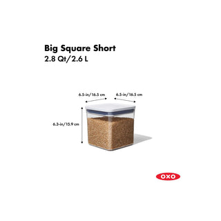 OXO | Pop Container | Big Square - Short | 2.6 Litres | BPA-Free Plastic | Clear