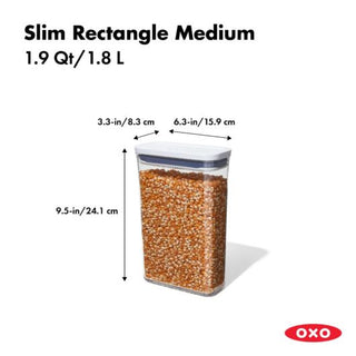 OXO | Good Grips Pop Containers | Slim Rectangle - Medium | 1.8 Litres | BPA-Free Plastic | Clear