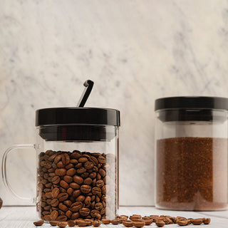 Hario | Coffee & Tea Canister With Handle | 480 ml | Glass | Black
