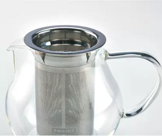 Hario | Tea Pitcher | 450 ml | Heat-Proof Glass & Stainless Steel | Silver