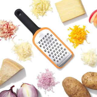 OXO | Good Grips | Etched Coarse Grater | Stainless Steel | Orange & Black | 1 pc