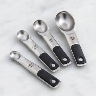 OXO | Good Grips | Magnetic Measuring Spoons | Stainless Steel | Silver | Set of 4
