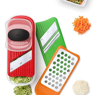 OXO | Good Grips | Mini Grater and Slicer Set | Stainless Steel | Red, Green & Orange | 1 pc