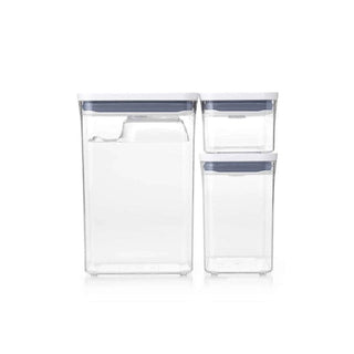 OXO | Pop Container | Rectangular Storage Containers With Scoop | BPA-Free Plastic | Clear | Set of 3