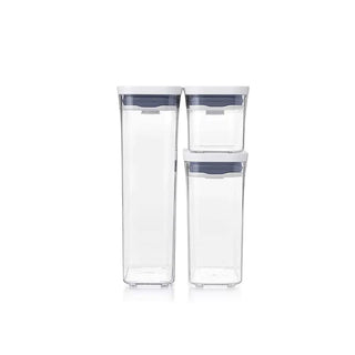 OXO | Pop Container | Rectangular Storage Containers With Scoop | BPA-Free Plastic | Clear | Set of 3