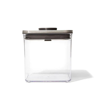 OXO | Pop Container | Big Square - Short | 2.6 Litres | Stainless Steel | Clear | 1 pc