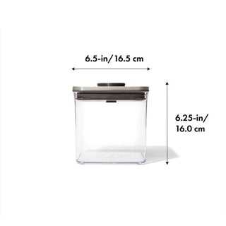 OXO | Pop Container | Big Square - Short | 2.6 Litres | Stainless Steel | Clear | 1 pc