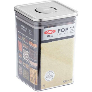 OXO | Pop Container | Big Square -  Medium | 4.2 Litres | Stainless Steel | Clear | 1 pc
