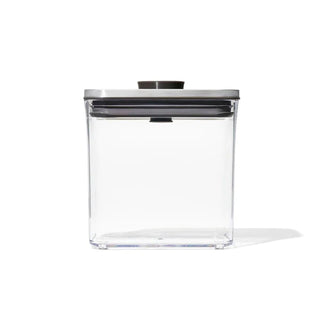 OXO | Steel Pop Container | Rectangle Short | 1.6 Litres | Stainless Steel & BPA-Free Plastic | 1 pc