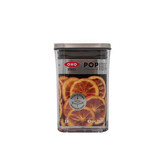OXO | Good Grips Pop Container | Small Square - Short | 1 Litre | Stainless Steel | 1 pc