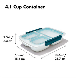 OXO | Good Grips | Prep & Go 4.1 - Cup Divided Container | 970 ml | BPA-Free Plastic | Blue & White | 1 pc