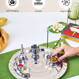 stainless steel pooja thali