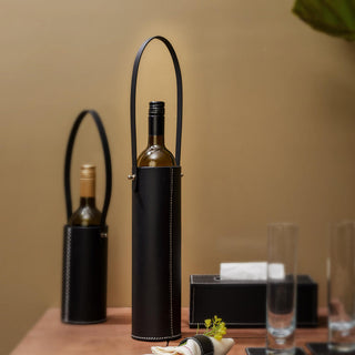 Three Sixty Degree | Wine Holder Tall | Recycled Leather | Black | 1 pc