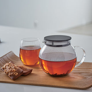 Hario | Jumping Leaf Tea Pot/Server | 600 ml | Heat-Proof Glass & Stainless Steel | Black