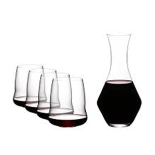 Riedel | Stemless Wings - Cabernet/Merlot & Decanter | Clear | Crystal | Set of 5