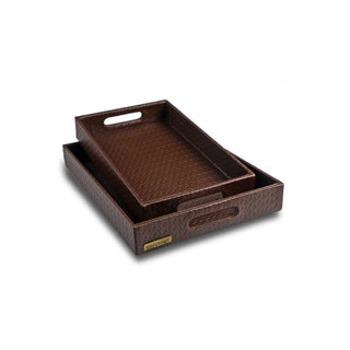 Three Sixty Degree | Serving Trays | Vegan Leather | Brown | Set of 2