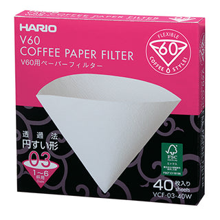 Hario | V-60 - 03 Paper Filter | Size 03 | 720 ml | White | 40 Sheets