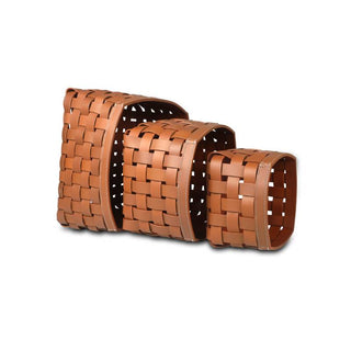 Three Sixty Degree | Wabi Sabi - Storage Baskets | Recycled Leather | Cognac | Set of 3