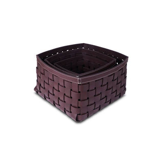 Three Sixty Degree | Wabi Sabi - Storage Baskets | Recycled Leather | Bordeaux | Set of 3