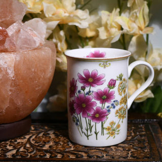 Stechcol | Cherry Blossom - Tea/Coffee Cup | 290 ml | Bone China | White with Pink Florals | 1 pc