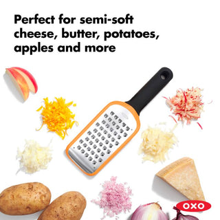 OXO | Good Grips | Etched Coarse Grater | Stainless Steel | Orange & Black | 1 pc