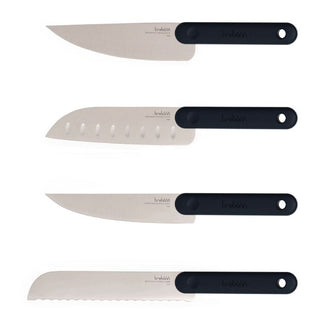 Trebonn | Knife Set - With Soft-Touch Anti-Slip Handle | Japanese Stainless Steel | Black Edition | Set of 4