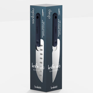 Trebonn | Knife Set - With Soft-Touch Anti-Slip Handle | Japanese Stainless Steel | Black Edition | Set of 4
