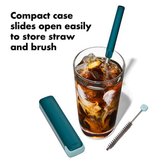 OXO | Good Grips | Reusable Collapsible Straw with Case | BPA-Free Plastic | Blue | 1 pc