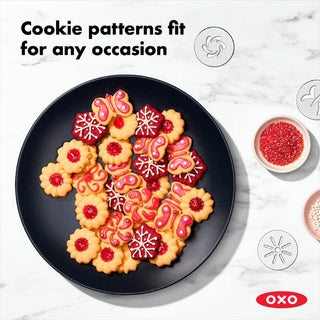 OXO | Good Grips | Cookie Press with Disk Storage Case | Stainless Steel | Set of 12