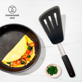 OXO | Good Grips |  Flexible Omelet Turner | Stainless Steel & Silicone | Black | 1 pc