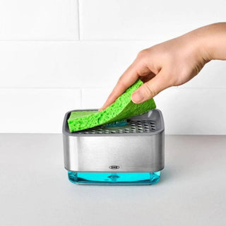 OXO | Good Grips | Soap Dispensing Sponge Holder | Stainless Steel | Silver | 1 pc