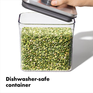 OXO | Steel Pop Container | Rectangle Short | 1.6 Litres | Stainless Steel & BPA-Free Plastic | 1 pc