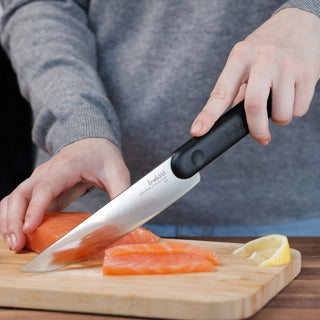Trebonn | Salami Knife - With Soft-touch Anti-Slip Handle | Japanese Stainless Steel | Black | 1 pc