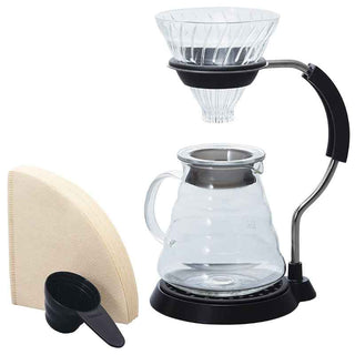 Hario | V60 Arm Stand Glass Dripper Set | 1-4 Cups | Glass | Black